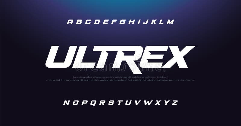 Letra del alfabeto itálico moderno deportivo. tipografía de estilo urbano diseño de logotipo de películas digitales de tecnología.