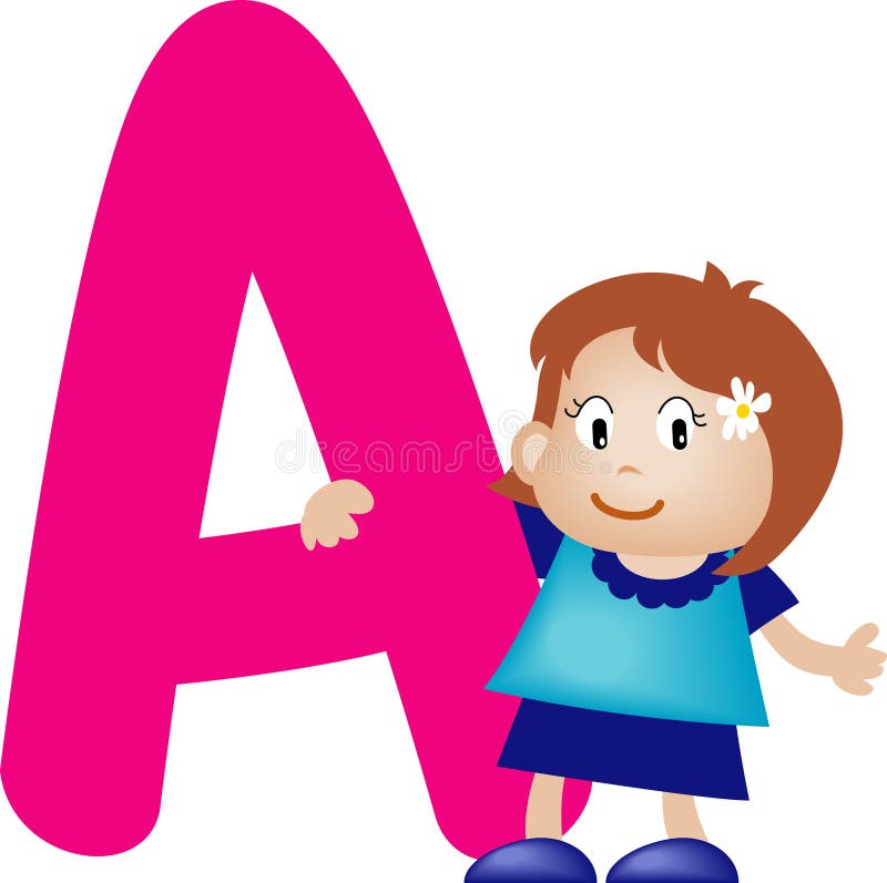 Letra A do alfabeto (menina) ilustração royalty free Letra A do alfabeto (menina) ilustração royalty free