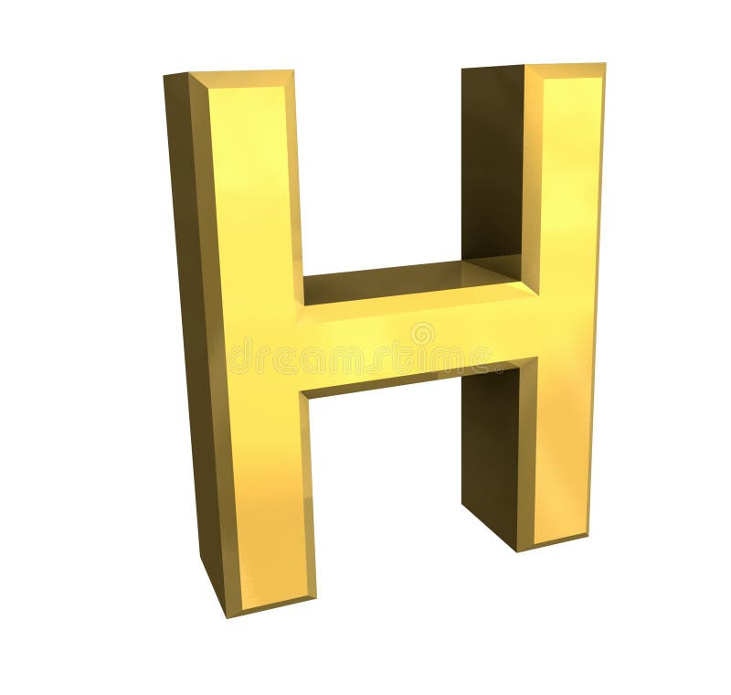 Letra H do ouro 3d