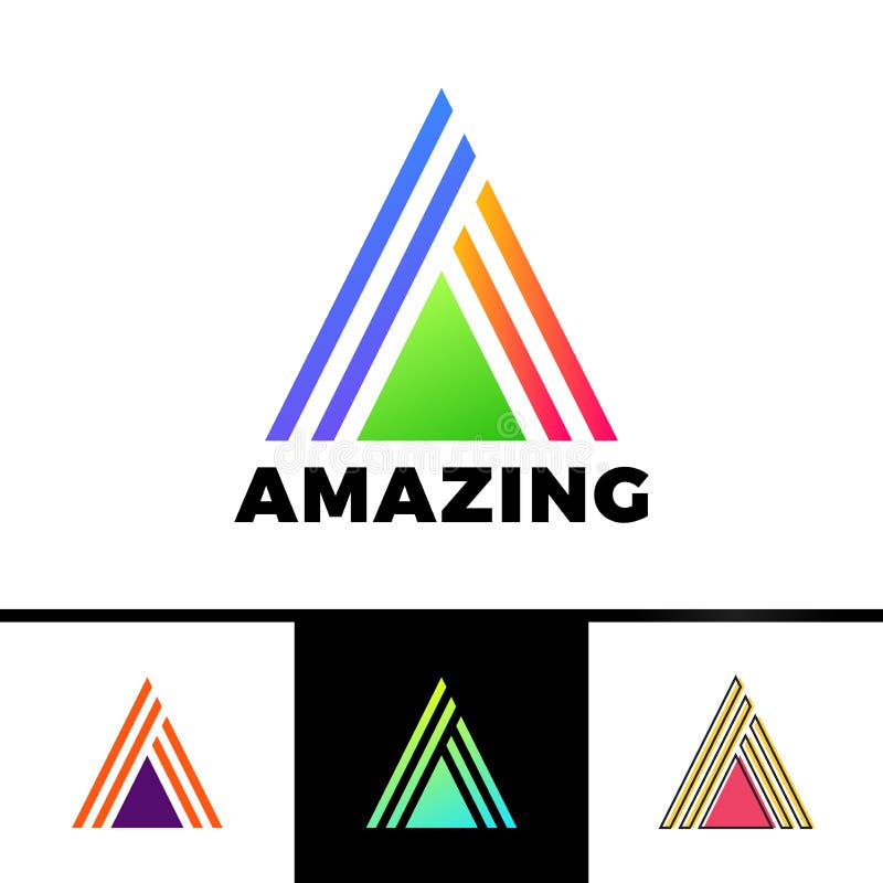 Letra A incluida en un triángulo Logotipo abstracto del vector en un estilo linear ilustración del vector Letra A incluida en un triángulo Logotipo abstracto del vector en un estilo linear ilustración del vector