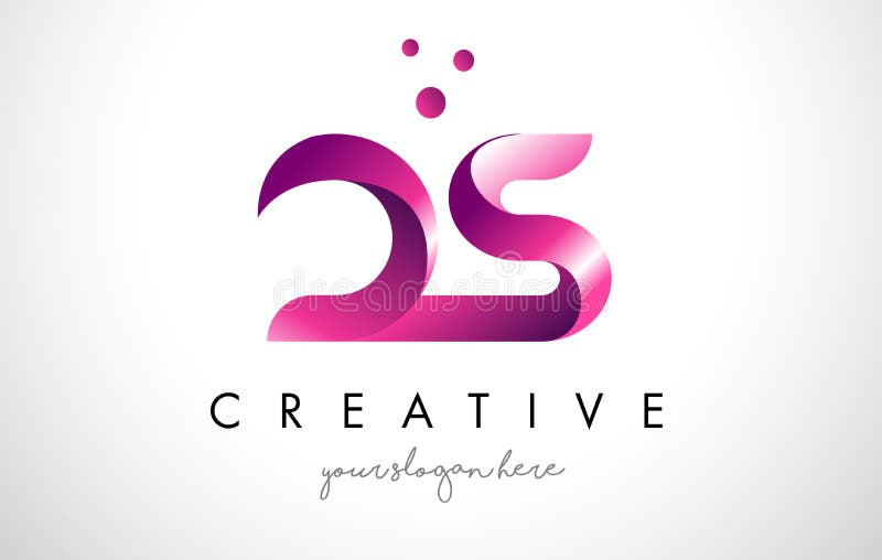 Letra Logo Design do DS com cores roxas e pontos ilustração stock Letra Logo Design do DS com cores roxas e pontos ilustração stock
