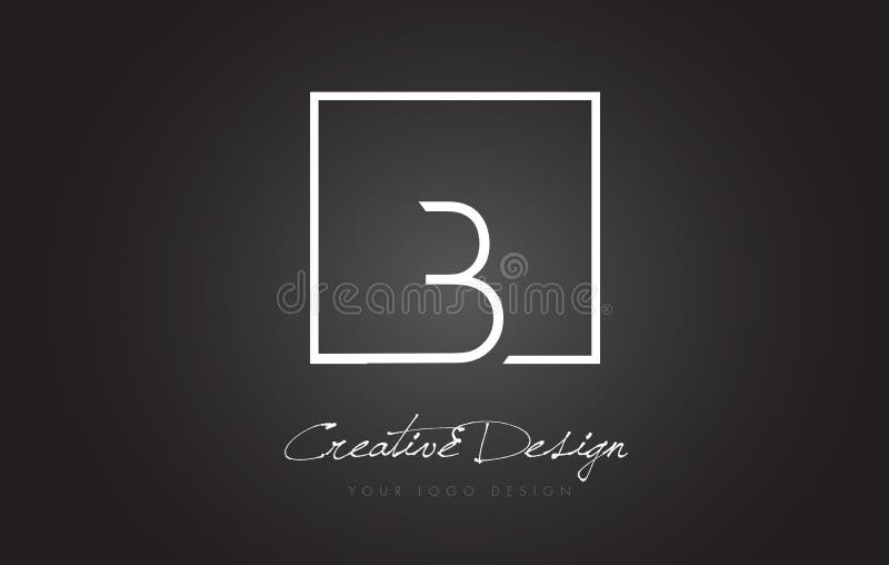 Logotipo de letra B num quadrado com moldura, em preto e branco ilustração stock