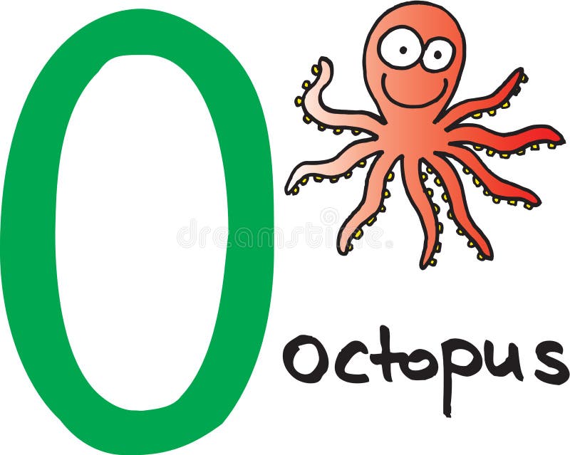 Letra O - pulpo stock de ilustración