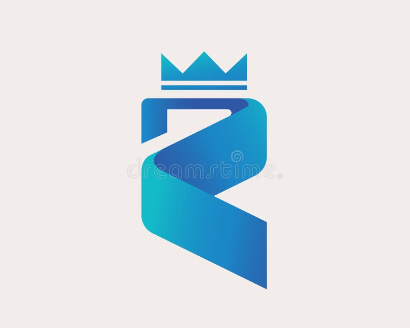 Letra R inicial, elegante e moderna, com Coroa ilustração royalty free