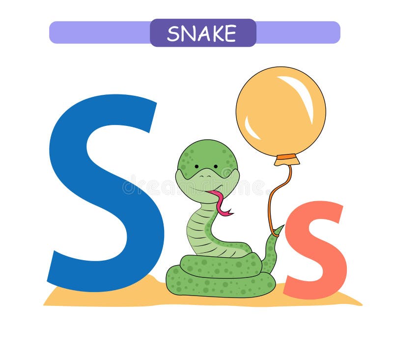 Letra S e serpente engra?ada dos desenhos animados A-z do alfabeto dos animais Alfabeto bonito do jardim zool?gico no vetor para ilustração royalty free Letra S e serpente engra?ada dos desenhos animados A-z do alfabeto dos animais Alfabeto bonito do jardim zool?gico no vetor para ilustração royalty free