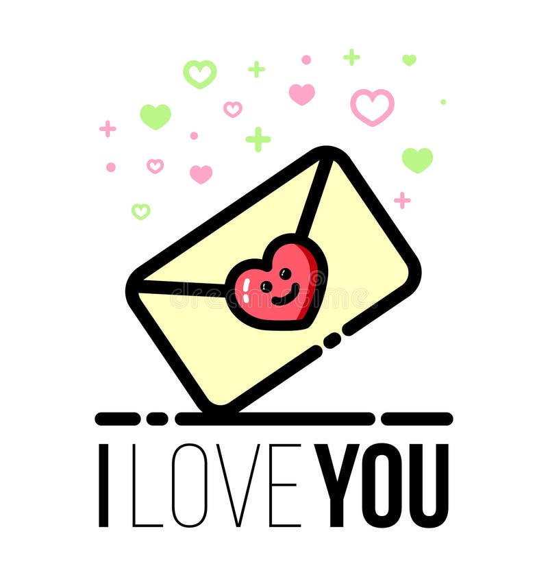 Letra sellada con el icono en forma de corazón Tarjeta de felicitación del diseño de Valentine Day del santo Línea estilo plana stock de ilustración Letra sellada con el icono en forma de corazón Tarjeta de felicitación del diseño de Valentine Day del santo Línea estilo plana stock de ilustración
