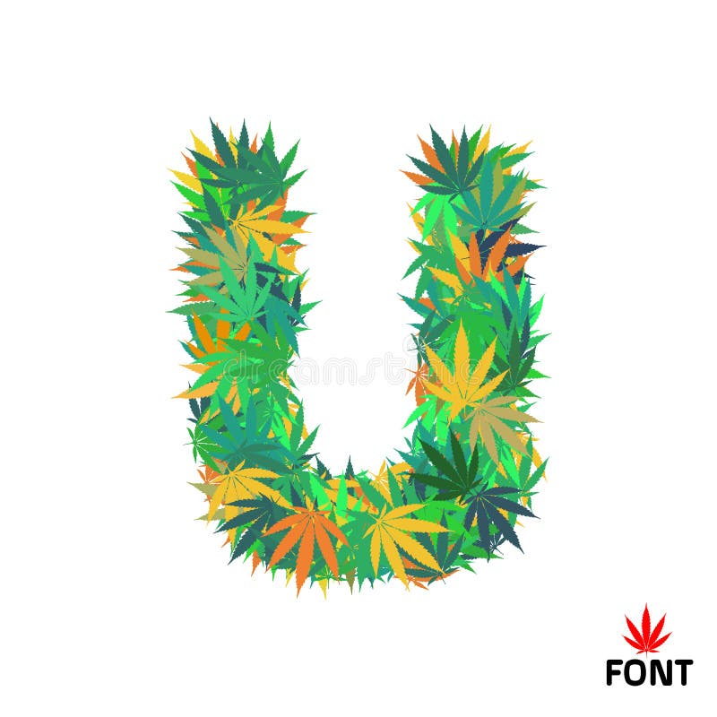 Letra U do cannabis das folhas da marijuana Eps 10 ilustração stock Letra U do cannabis das folhas da marijuana Eps 10 ilustração stock