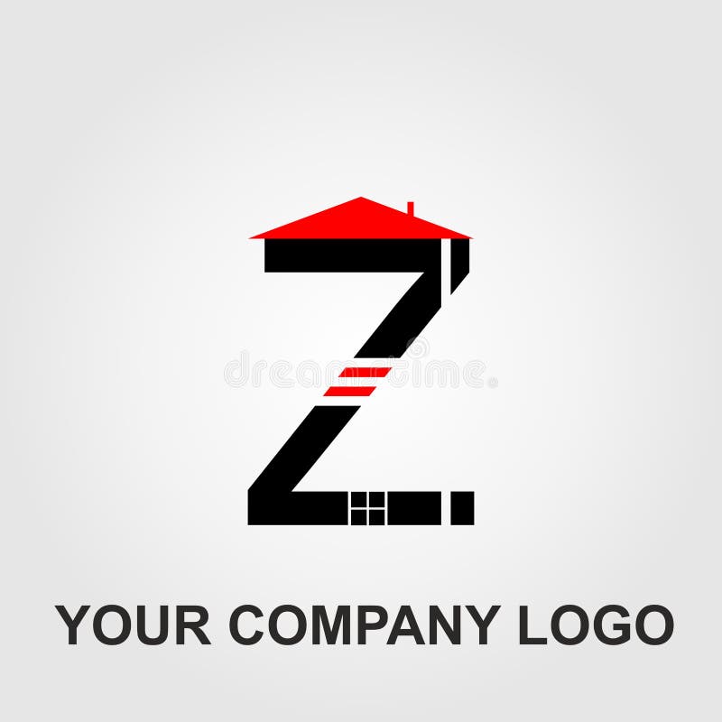 Letra vermelha e preta Z da cenografia do vetor do logotipo da casa e da empresa ilustração do vetor Letra vermelha e preta Z da cenografia do vetor do logotipo da casa e da empresa ilustração do vetor