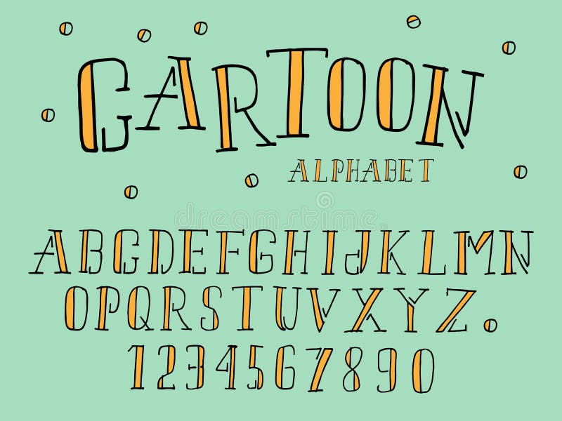 Letra y número de letras lindas. diseños clásicos de letras de dibujos animados. tipografía letra mayúscula
