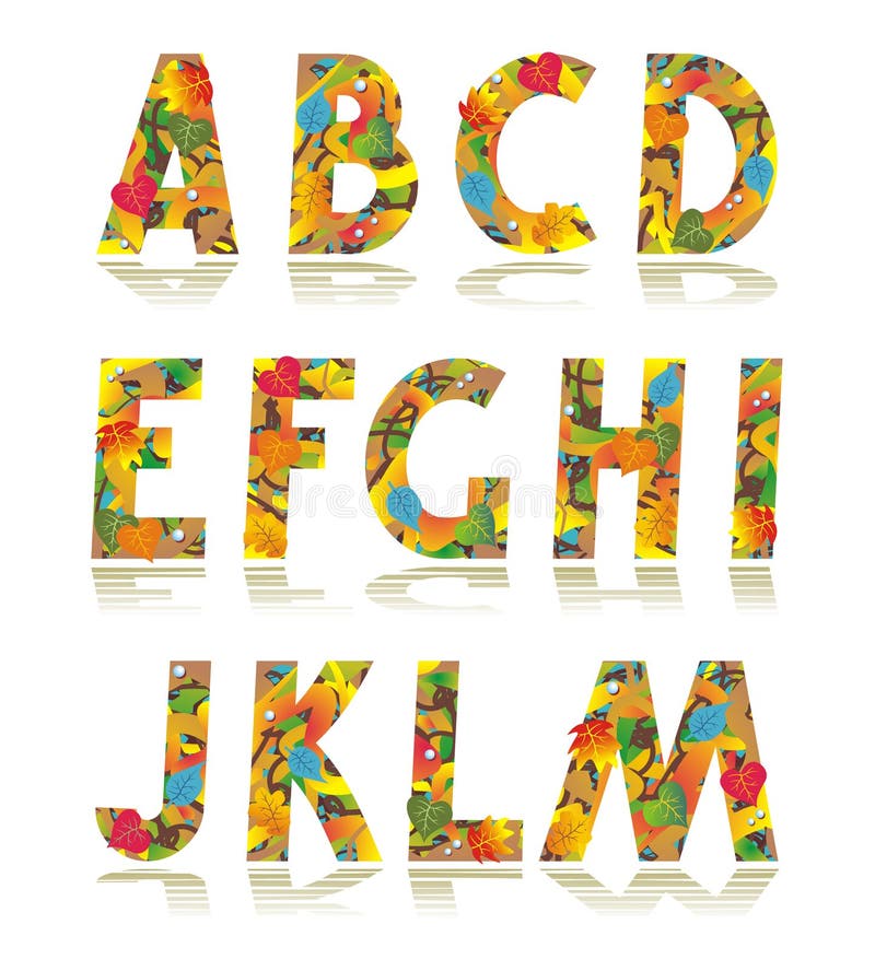 Letras ajustadas A do alfabeto do outono - M ilustração stock Letras ajustadas A do alfabeto do outono - M ilustração stock