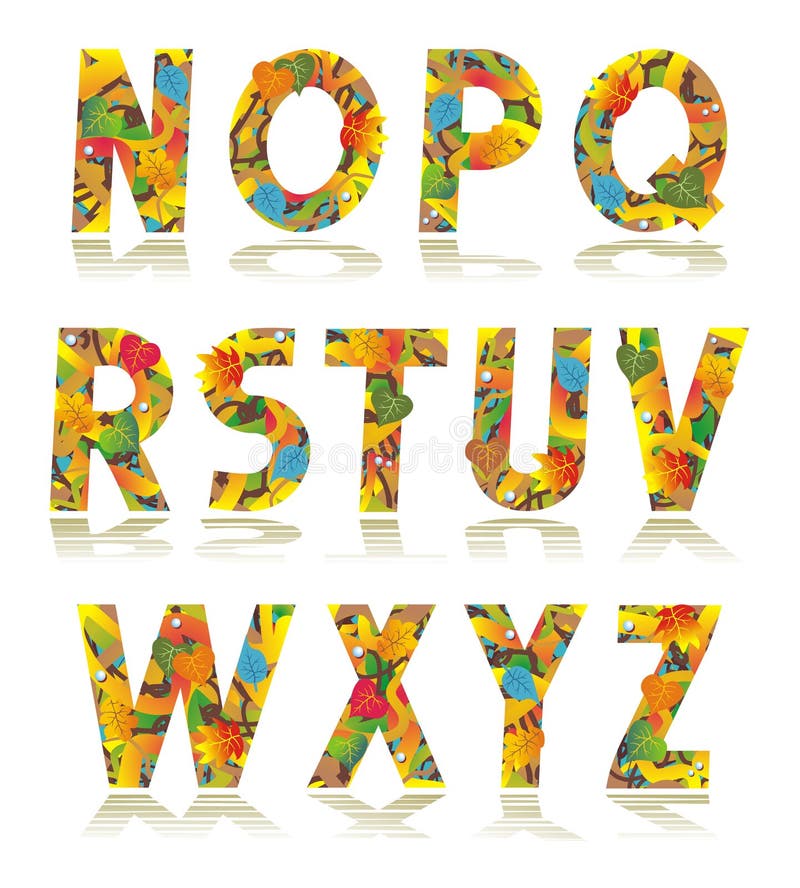 Letras ajustadas N do alfabeto do outono - Z ilustração stock Letras ajustadas N do alfabeto do outono - Z ilustração stock