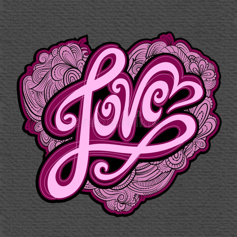 Letras de la mano del amor stock de ilustración Letras de la mano del amor stock de ilustración