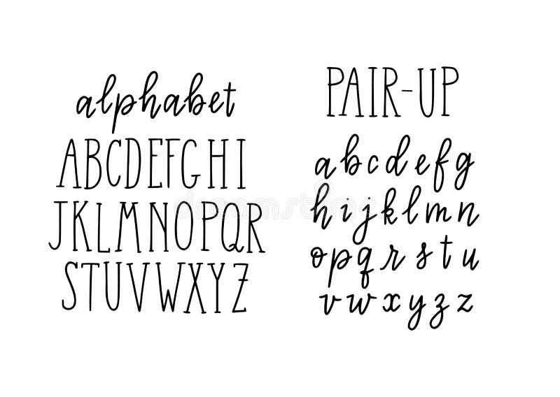 Letras de moda del alfabeto Mayúsculas de bloque y minúscula de la escritura Pares infantiles para meter en diario, carteles del ilustración del vector Letras de moda del alfabeto Mayúsculas de bloque y minúscula de la escritura Pares infantiles para meter en diario, carteles del ilustración del vector