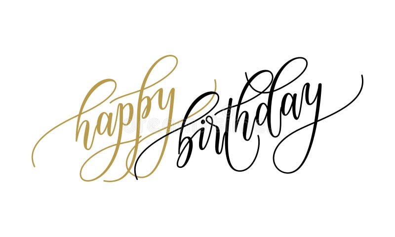 Letras dibujadas mano de la fuente de la postal del vector de la caligrafía de la tarjeta de felicitación del feliz cumpleaños