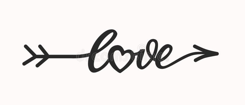 Letras dibujadas mano del amor en flecha de la forma stock de ilustración Letras dibujadas mano del amor en flecha de la forma stock de ilustración