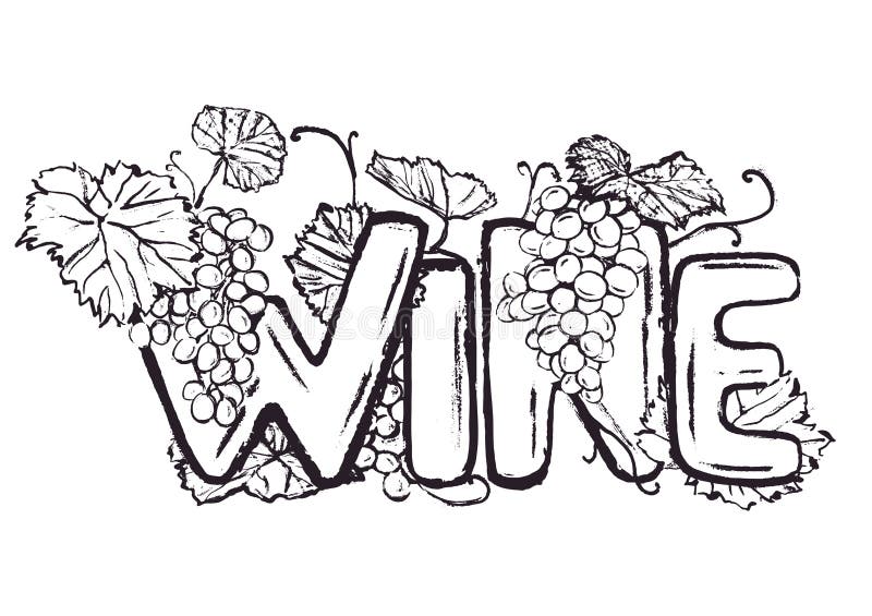 Letras dibujadas mano del vino de la tinta stock de ilustración Letras dibujadas mano del vino de la tinta stock de ilustración