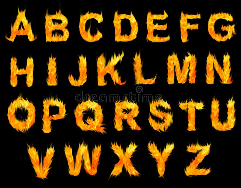 Letras do alfabeto no fogo imagem de stock. Imagem de queimadura 48683513