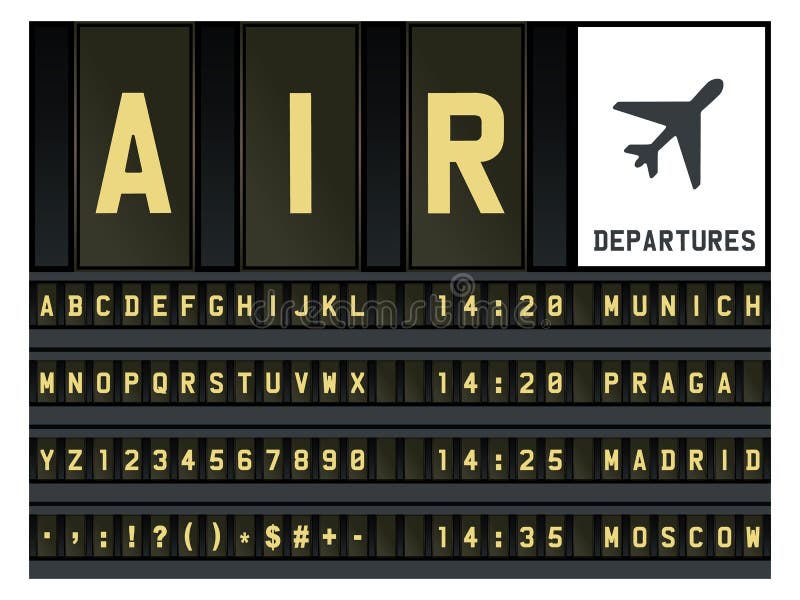 Letras do calendário do aeroporto ilustração do vetor Letras do calendário do aeroporto ilustração do vetor