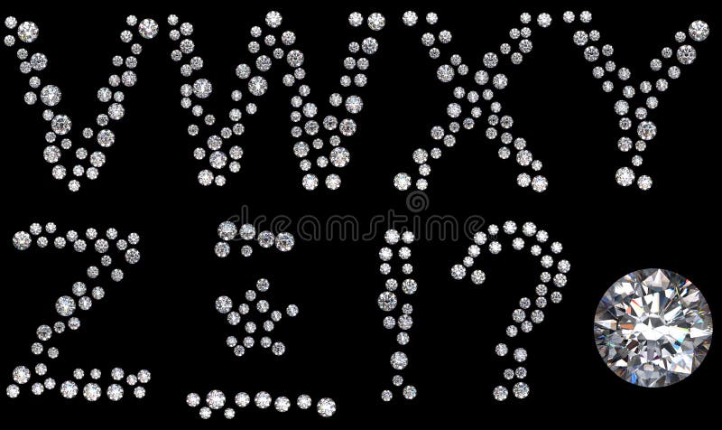 Letras do diamante V-Z e marcas de pontuação ilustração stock