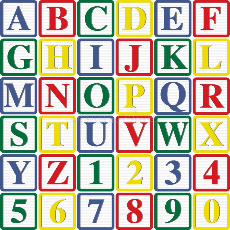 Letras e números de bloco do bebê