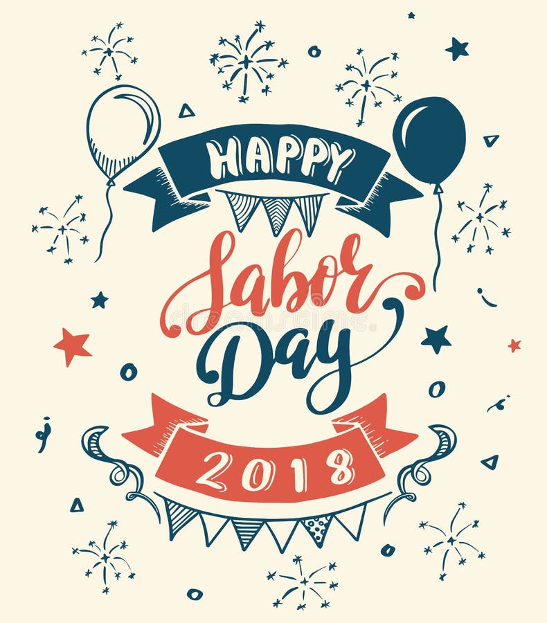 Feliz Día del Trabajo 2018 letrero ilustración del vector
