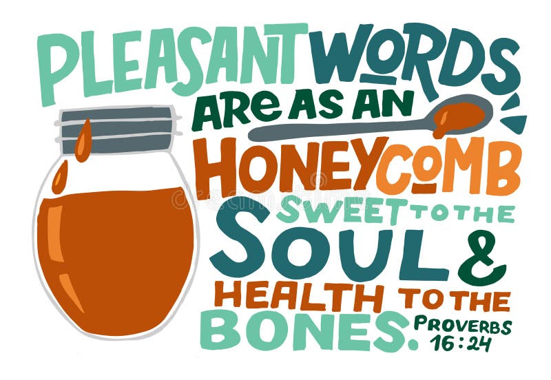 Letras manuales con versículo de la Biblia Las palabras agradables son como un panal de miel dulce para el alma
