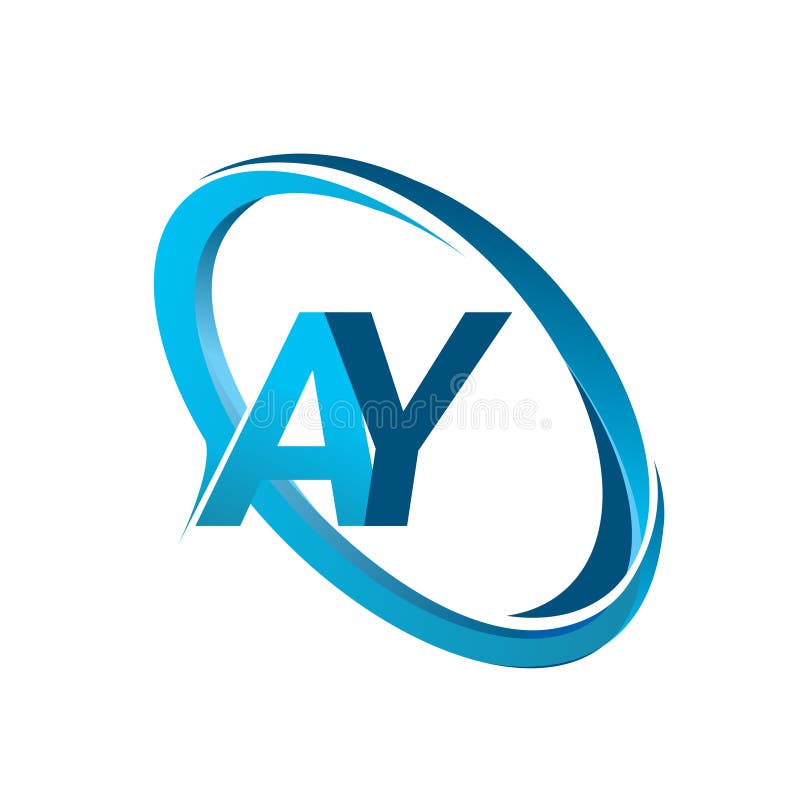 Letter AY Logotype Design for Company Name Colored Blue Swoosh. Vector