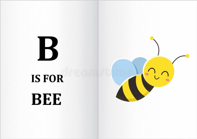 Letter B with a Bee Drawing Stock Illustration - Illustration of letter