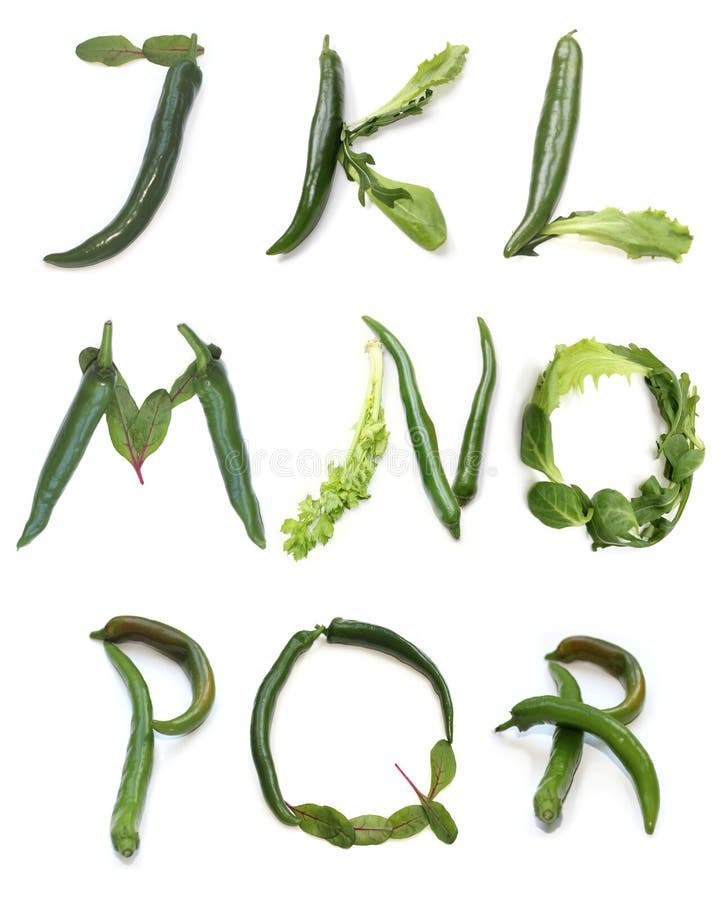 Letter A B C D E F G H I From Chili Peppers Green Salad Lettuce Leaf Vegetable Stock Image letter-a-b-c-d-e-f-g-h-i-from-chili-peppers-green-salad-lettuce-leaf-vegetable-stock-image