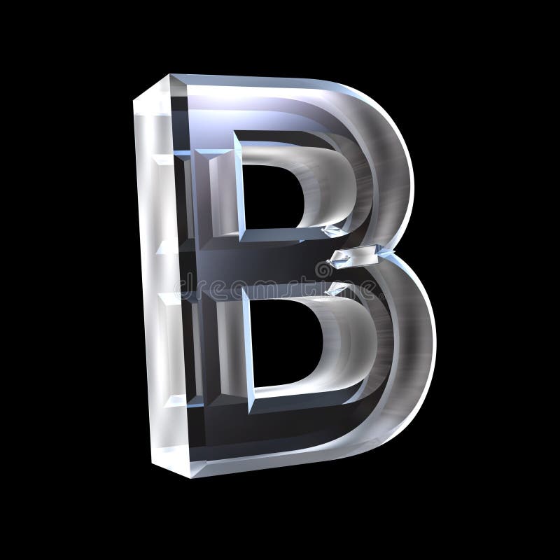 Letter B in glass 3D