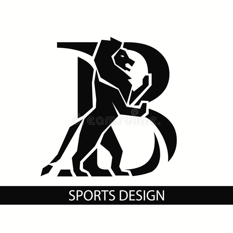 Letter B with Lion. Sporty Design. Creative Black Logo with Royal  Character. Animal Silhouette Stock Vector - Illustration of identity,  heraldry: 230982752
