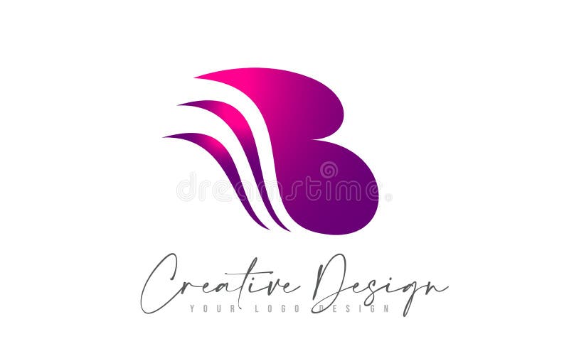 Letter B Logo Design Icon With Modern Creative Purple Swoosh. Modern B letter Design Vector. Illustration vector illustration Letter B Logo Design Icon With Modern Creative Purple Swoosh. Modern B letter Design Vector. Illustration vector illustration