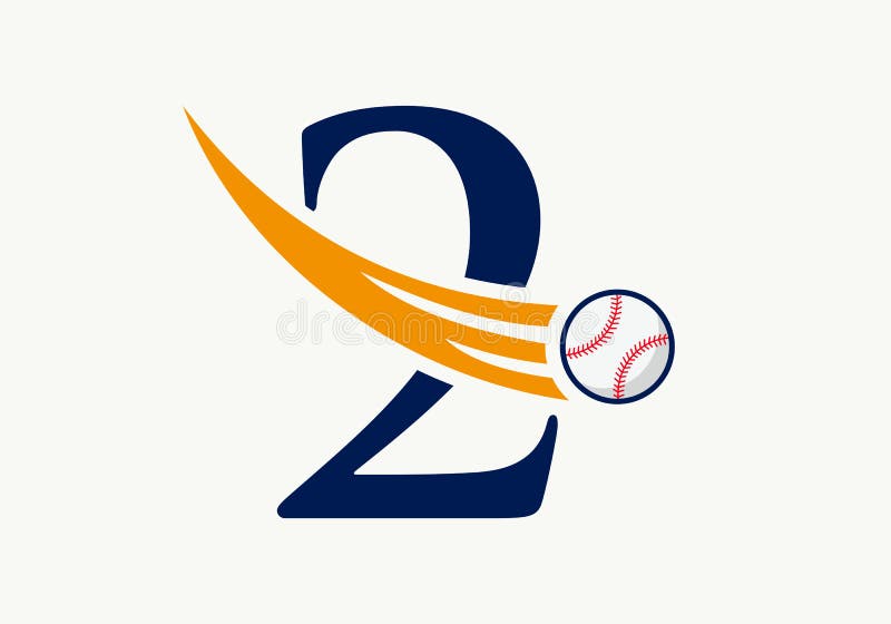 Letter 2 Baseball Logo Concept with Moving Baseball Icon Vector Template Stock Vector