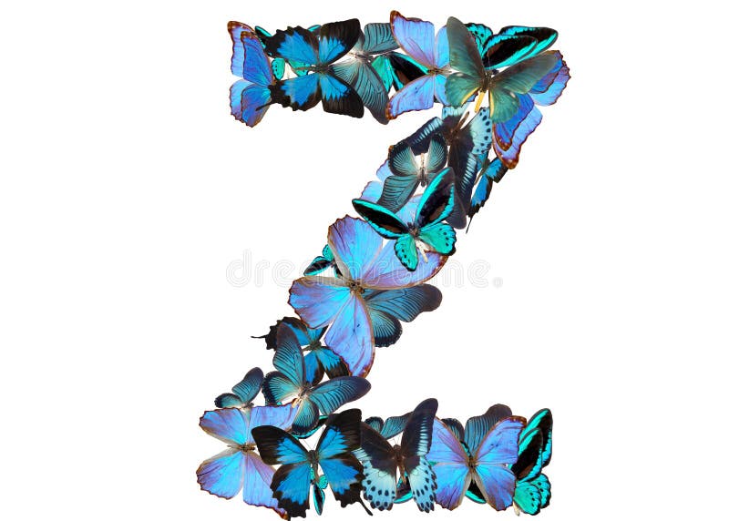 Letter of blue butterfly stock illustration. Illustration of fall
