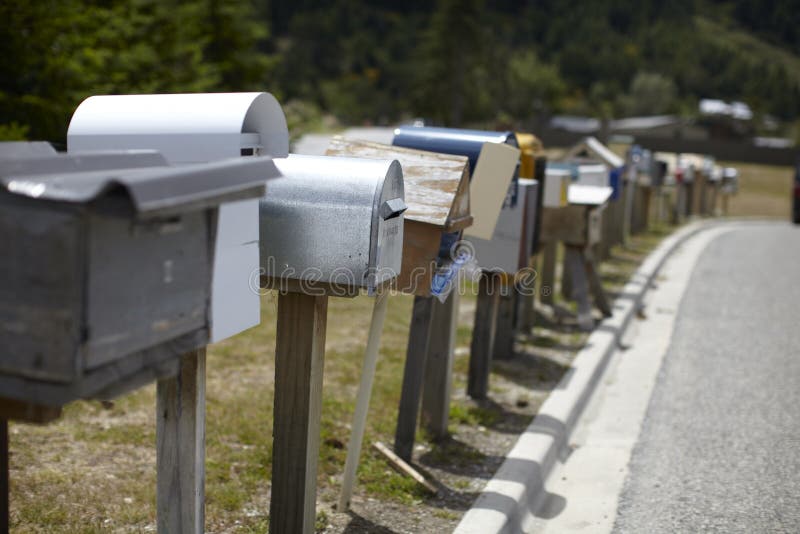 Letter Boxes Lined on the Street Stock Photo Image of common, mailbox