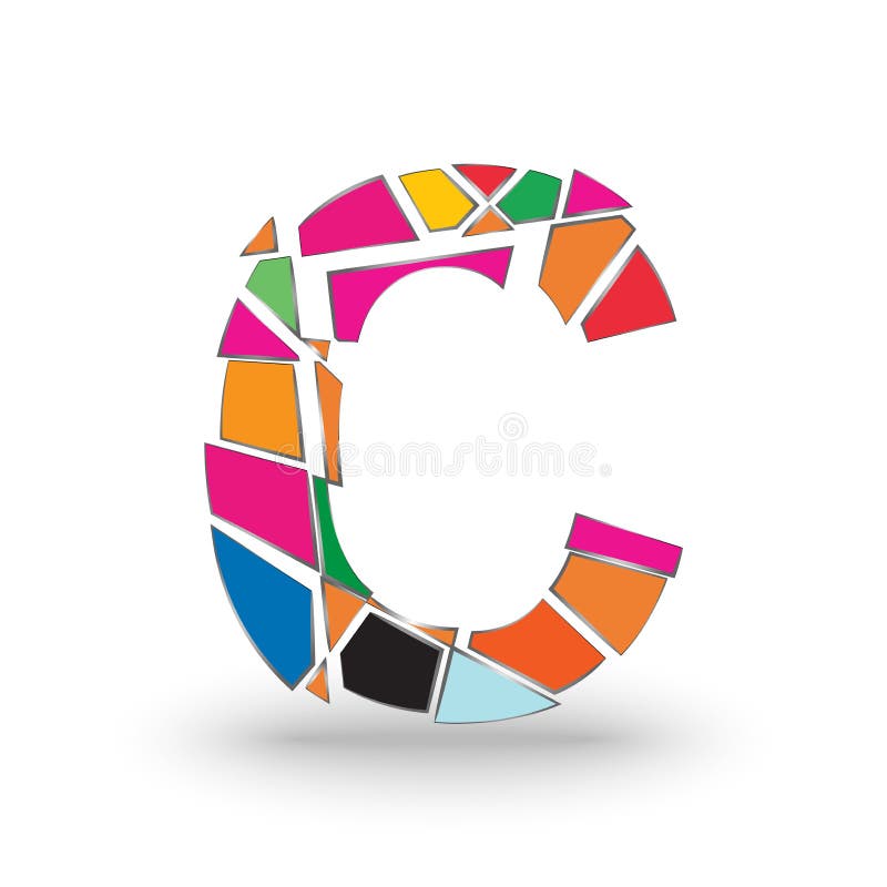 Letter C, Full of Colors with a Combination of Shapes Stock Vector  Illustration of isolated