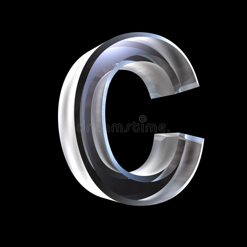 Letter C in glass 3D