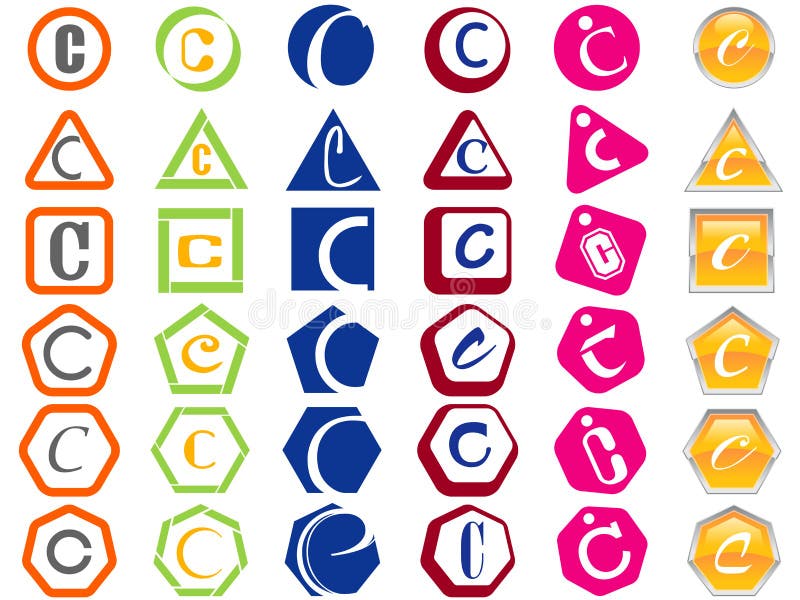 Letter C Icons Badges and Tags