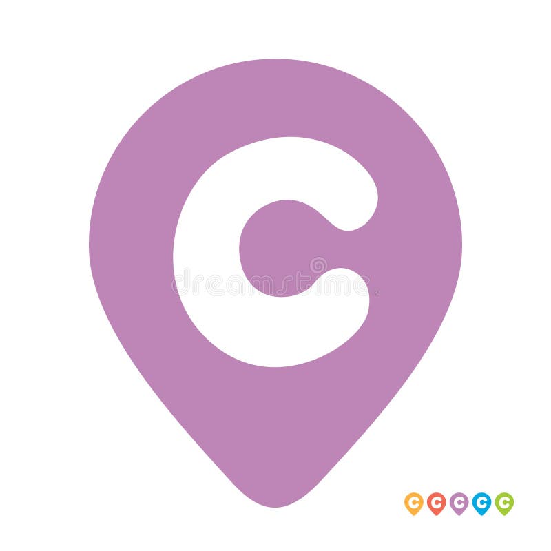 Letter c location map pin symbol, initial c gps pointer icon vector illustration royalty free illustration