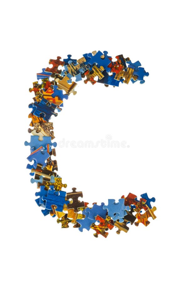 Letter C Made of Puzzle Pieces Stock Image - Image of letter