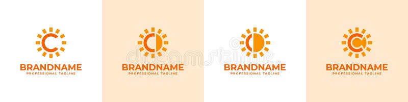 Letter C Sun Logo Set, suitable for business related to solar with C initial royalty free illustration