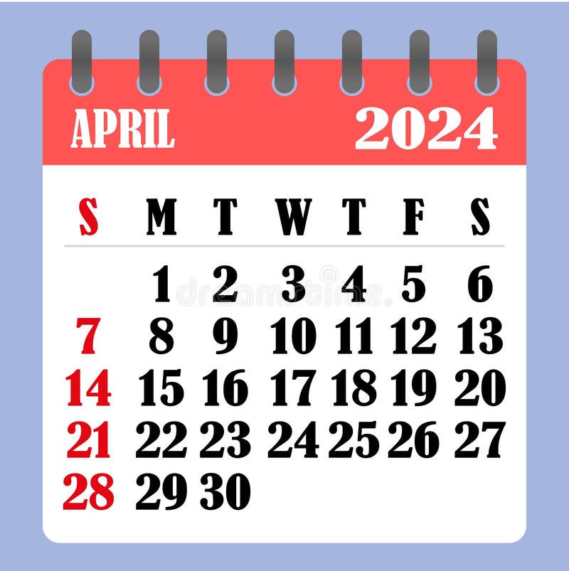 April 2024 - Table Calendar - 3D Illustration Stock Illustration