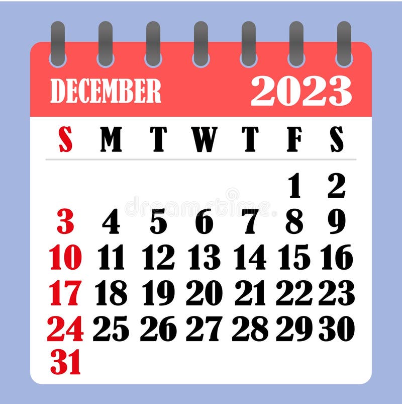December 2023 Table Calendar 3D Illustration Stock