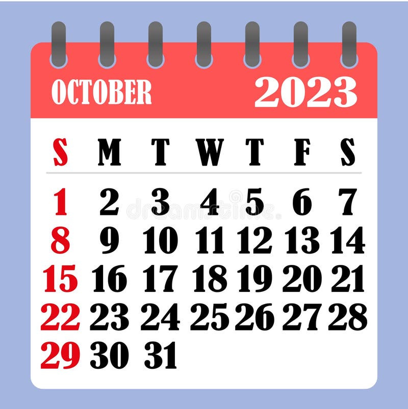 October 2023 - Table Calendar - 3D Illustration Stock Illustration