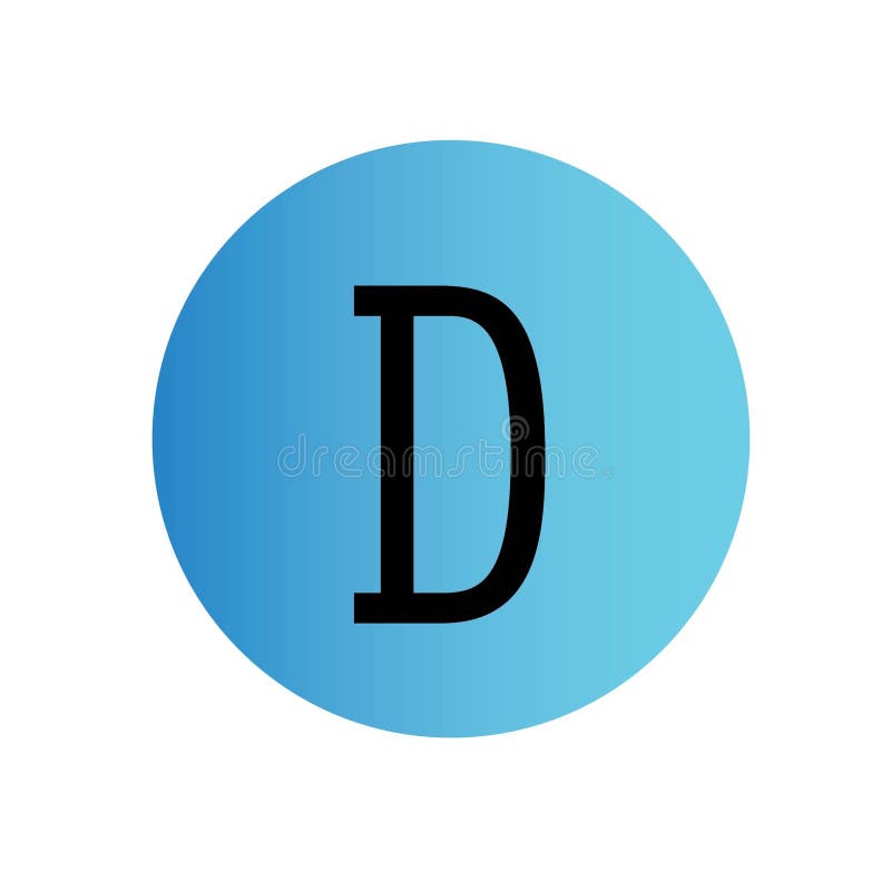 The Letter D in a Blue Gradation Circle. Stock Illustration