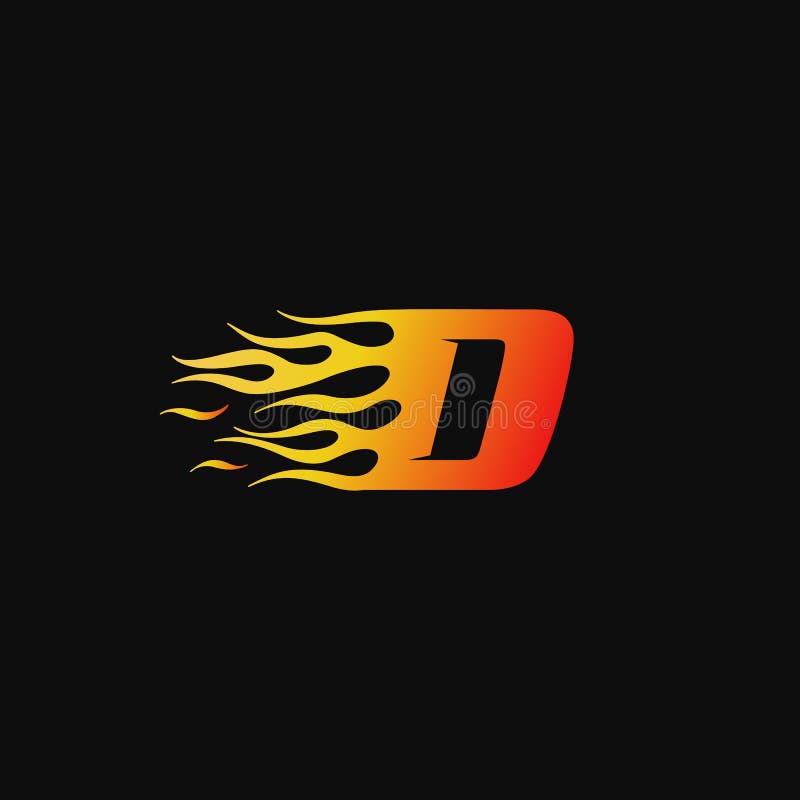 Letter D Burning Flame Logo Design Template Stock Vector - Illustration ...