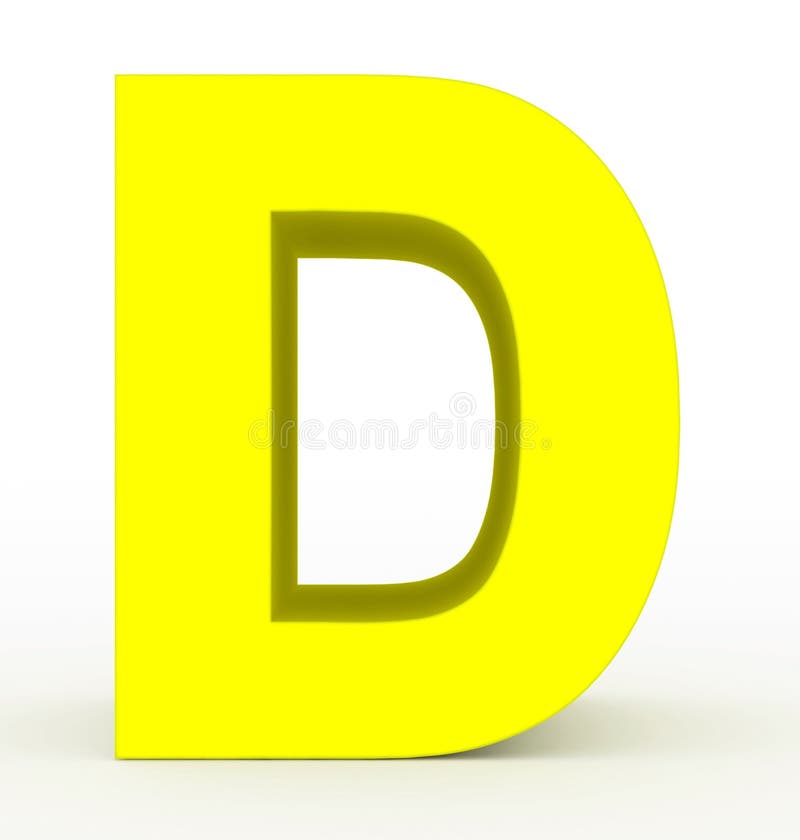 Letter D 3d Yellow Isolated on White Stock Illustration - Illustration ...