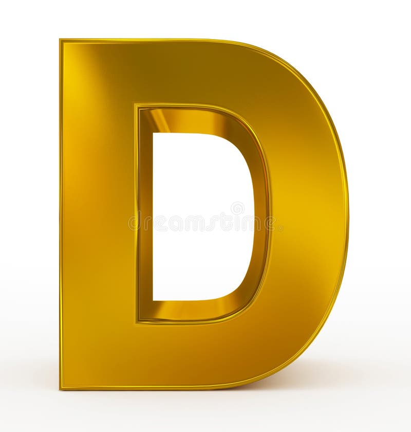 Letter D 3d Golden Isolated on White Stock Illustration - Illustration ...