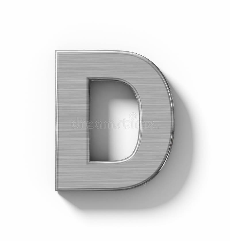 Letter D 3D Metal Isolated on White with Shadow - Orthogonal Pro Stock ...