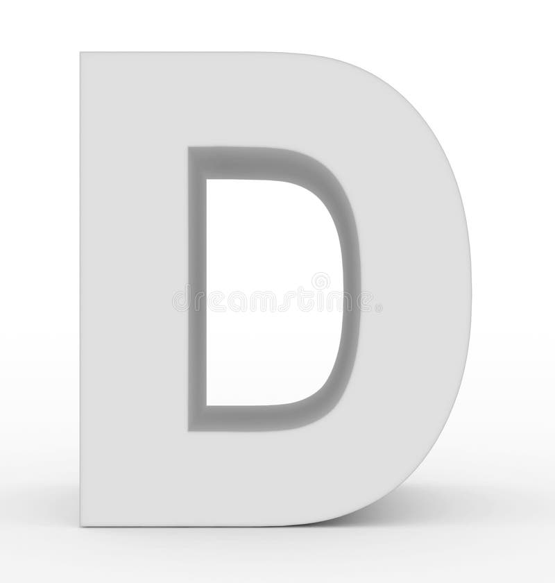 Letter D 3d White Isolated on White Stock Illustration Illustration